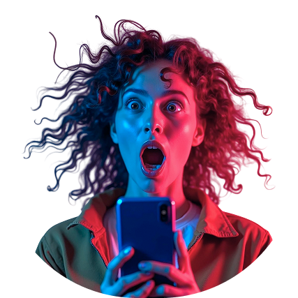 Donna sorpresa con smartphone